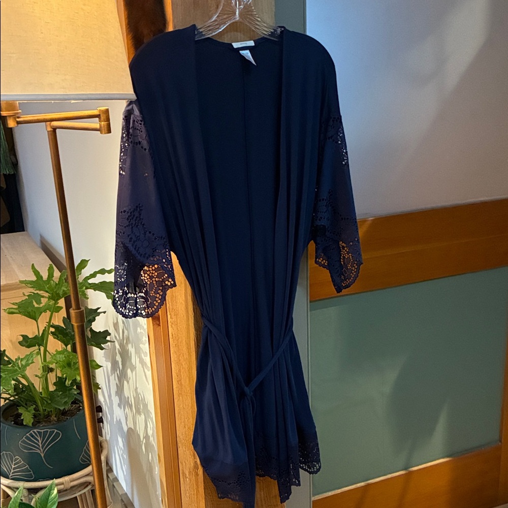 Sexy Elegant Eberjey Navy Lace Kimono NEW S💋